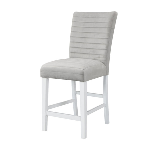 ACME Elizaveta Gray Velvet Faux Crystal Diamonds &White High Gloss Counter Height Chair (Set-2) Model DN00818