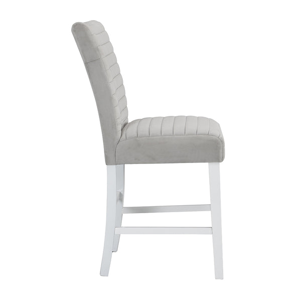 ACME Elizaveta Gray Velvet Faux Crystal Diamonds &White High Gloss Counter Height Chair (Set-2) Model DN00818