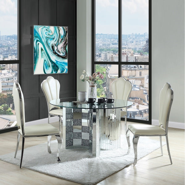 ACME Cyrene Beige Synthetic Leather Side Chair (Set-2) Model DN00926