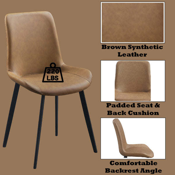 ACME Abiram Brown Synthetic Leather Side Chair (Set-2) Model DN01029