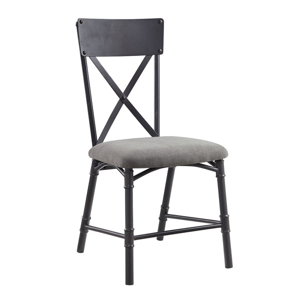 ACME Edina Gray Fabric Oak & Sandy Black Side Chair (Set-2) Model DN01058