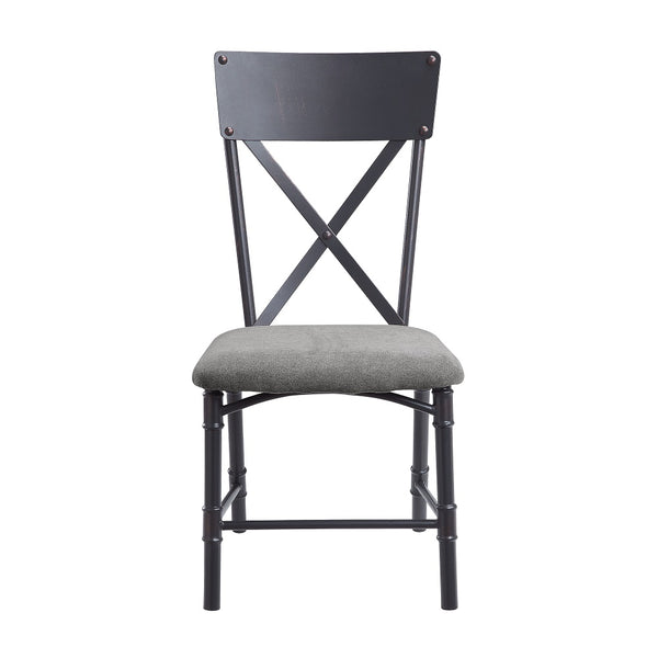 ACME Edina Gray Fabric Oak & Sandy Black Side Chair (Set-2) Model DN01058