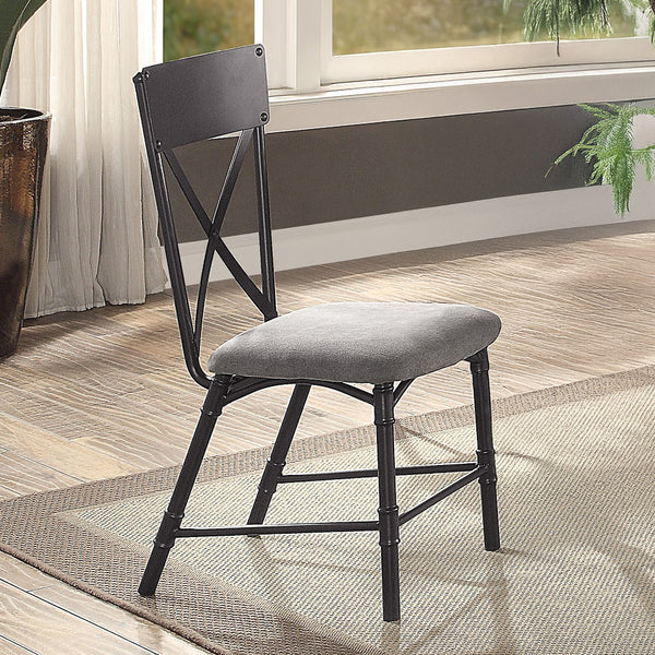 ACME Edina Gray Fabric Oak & Sandy Black Side Chair (Set-2) Model DN01058