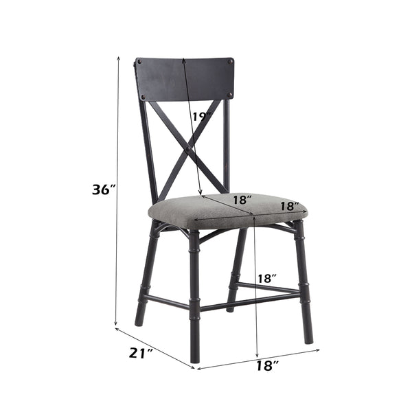 ACME Edina Gray Fabric Oak & Sandy Black Side Chair (Set-2) Model DN01058