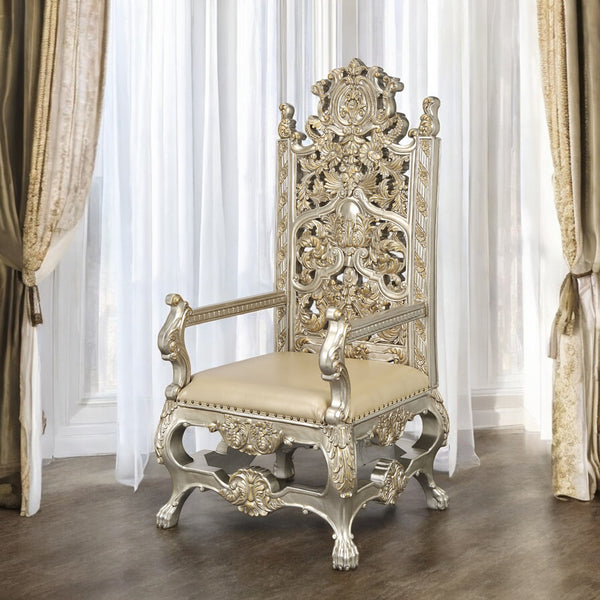 ACME Danae Synthetic Leather Champagne & Gold Arm Chair (Set-2) Model DN01199