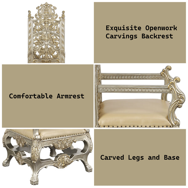 ACME Danae Synthetic Leather Champagne & Gold Arm Chair (Set-2) Model DN01199