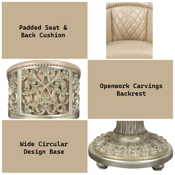 ACME Sorina Synthetic Leather & Antique Gold Arm Chair Model DN01220