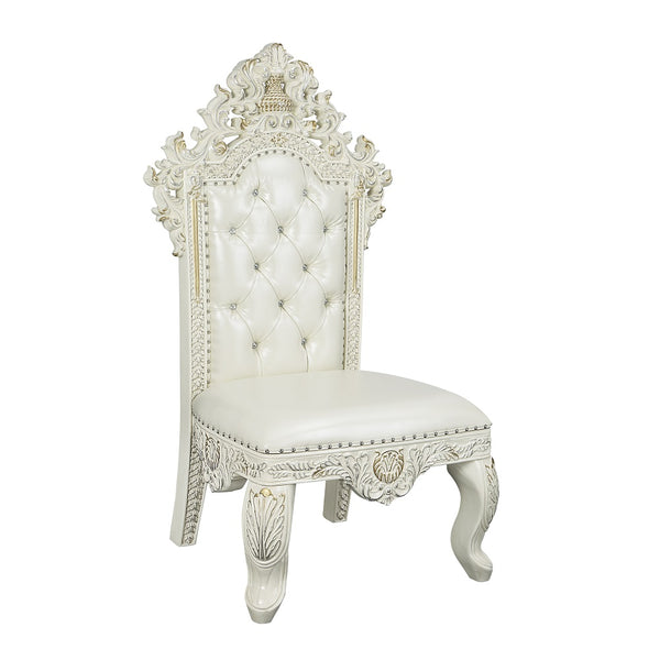 ACME Adara Pearl White Synthetic Leather & Antique White Side Chair (Set-2) Model DN01230