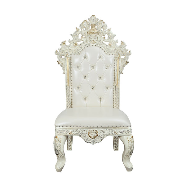 ACME Adara Pearl White Synthetic Leather & Antique White Side Chair (Set-2) Model DN01230