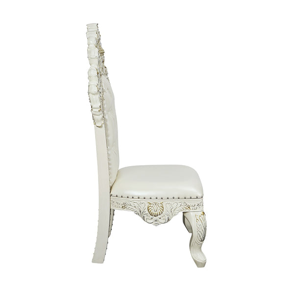 ACME Adara Pearl White Synthetic Leather & Antique White Side Chair (Set-2) Model DN01230