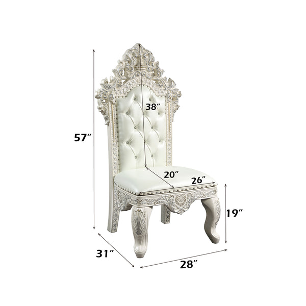 ACME Adara Pearl White Synthetic Leather & Antique White Side Chair (Set-2) Model DN01230