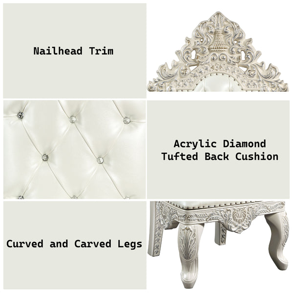 ACME Adara Pearl White Synthetic Leather & Antique White Side Chair (Set-2) Model DN01230