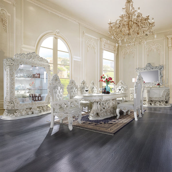 ACME Adara Pearl White Synthetic Leather & Antique White Side Chair (Set-2) Model DN01230