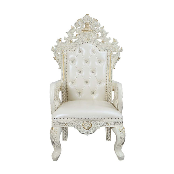 ACME Adara Pearl White Synthetic Leather & Antique White Arm Chair (Set-2) Model DN01231