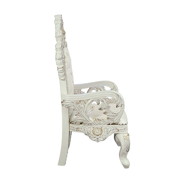 ACME Adara Pearl White Synthetic Leather & Antique White Arm Chair (Set-2) Model DN01231