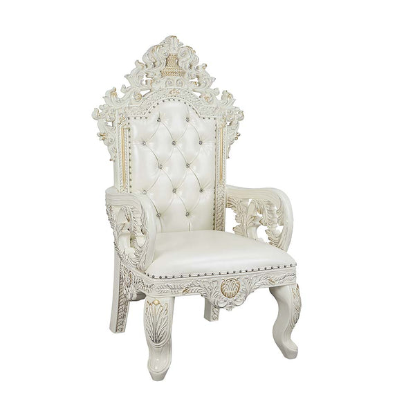 ACME Adara Pearl White Synthetic Leather & Antique White Arm Chair (Set-2) Model DN01231