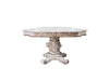 ACME Vendome Antique Pearl Dining Table with Pedestal Base Model DN01346