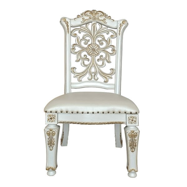 ACME Vendome Synthetic Leather & Antique Pearl Side Chair (Set-2) Model DN01347