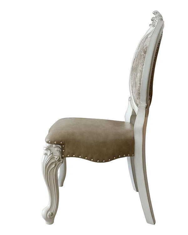 ACME Versailles Synthetic Leather & Bone White Side Chair (Set-2) Model DN01389