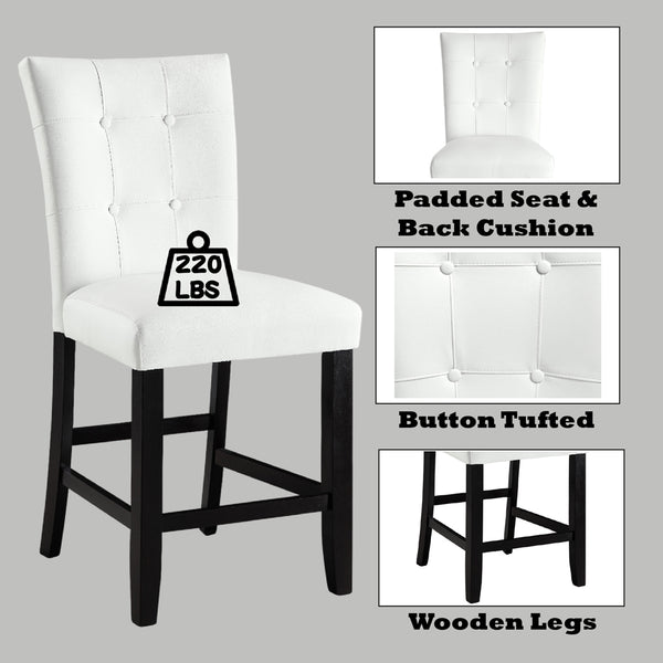 ACME Hussein White Synthetic Leather & Black Counter Height Chair (Set-2) Model DN01445