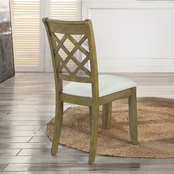ACME Karsen Beige Linen & Rustic Oak Side Chair (Set-2) Model DN01450