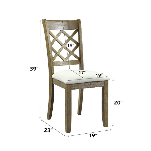 ACME Karsen Beige Linen & Rustic Oak Side Chair (Set-2) Model DN01450