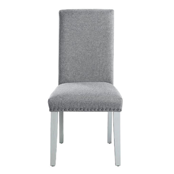 ACME Lanton Gray Linen & Antique White Side Chair (Set-2) Model DN01452