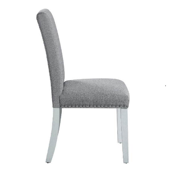ACME Lanton Gray Linen & Antique White Side Chair (Set-2) Model DN01452