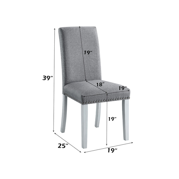 ACME Lanton Gray Linen & Antique White Side Chair (Set-2) Model DN01452