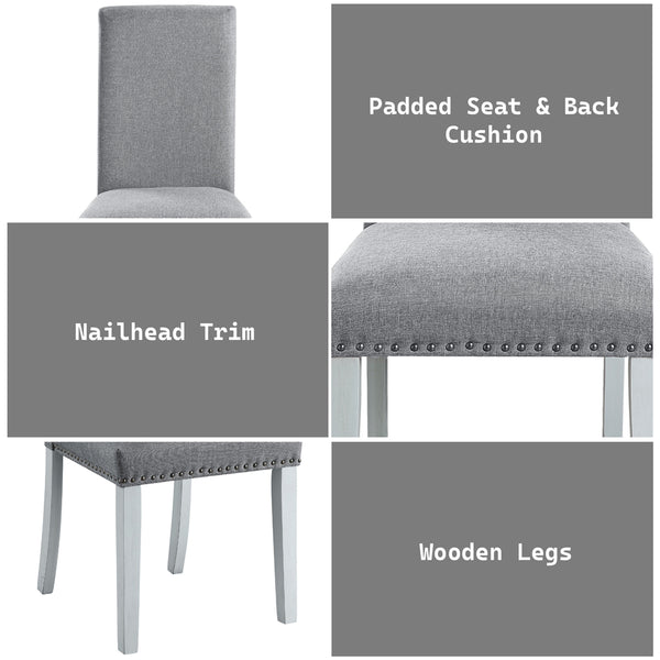 ACME Lanton Gray Linen & Antique White Side Chair (Set-2) Model DN01452