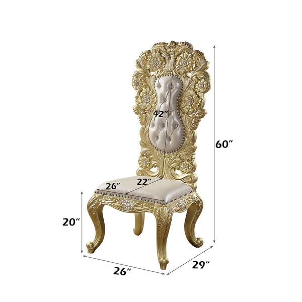 ACME Cabriole Light Gold Synthetic Leather & Gold Side Chair (Set-2) Model DN01483