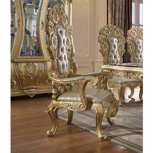 ACME Cabriole Light Gold Synthetic Leather & Gold Arm Chair (Set-2) Model DN01484