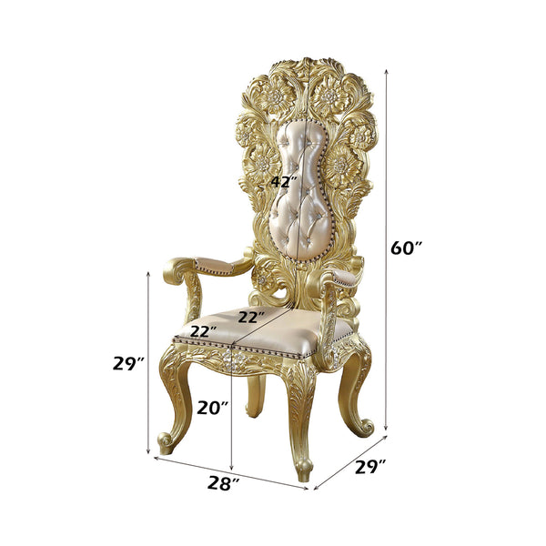 ACME Cabriole Light Gold Synthetic Leather & Gold Arm Chair (Set-2) Model DN01484
