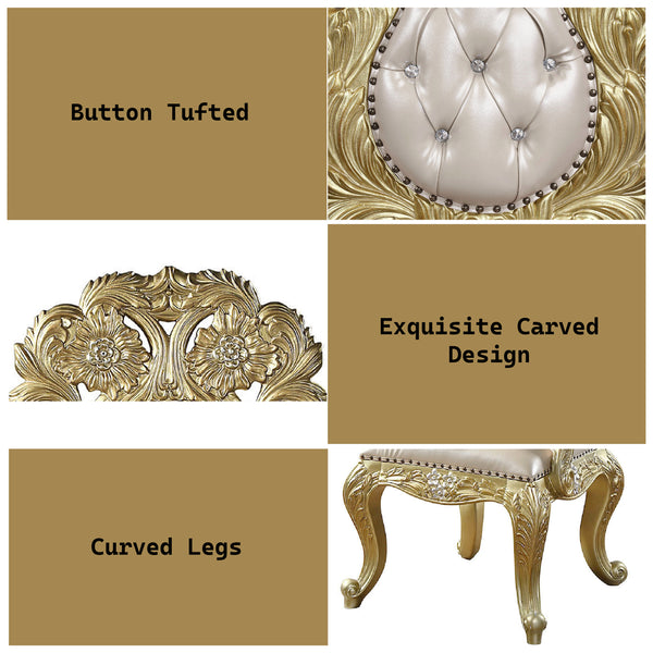 ACME Cabriole Light Gold Synthetic Leather & Gold Arm Chair (Set-2) Model DN01484