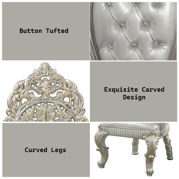 ACME Sandoval Beige Synthetic Leather & Champagne Arm Chair (Set-2) Model DN01496