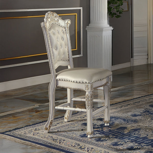 ACME Vendome Synthetic Leather & Antique Pearl Counter Height Chair (Set-2) Model DN01516