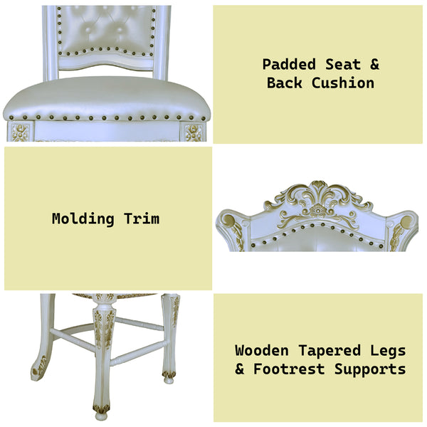 ACME Vendome Synthetic Leather & Antique Pearl Counter Height Chair (Set-2) Model DN01516