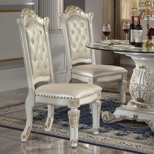 ACME Vendome Synthetic Leather & Antique Pearl Side Chair (Set-2) Model DN01554