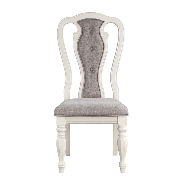 ACME Florian Gray Fabric & Antique White Side Chair(Set-2) Model DN01654