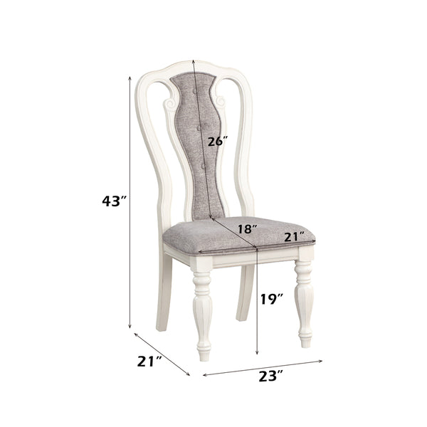 ACME Florian Gray Fabric & Antique White Side Chair(Set-2) Model DN01654