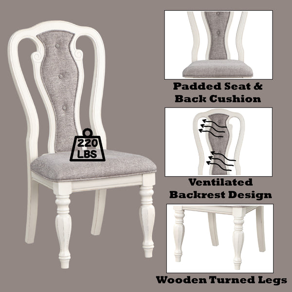 ACME Florian Gray Fabric & Antique White Side Chair(Set-2) Model DN01654