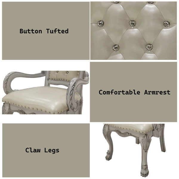 ACME Dresden Synthetic Leather & Bone White Arm Chair (Set-2) Model DN01697