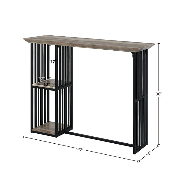 ACME Zudora Antique Oak & Black Counter Height Table Model DN01755