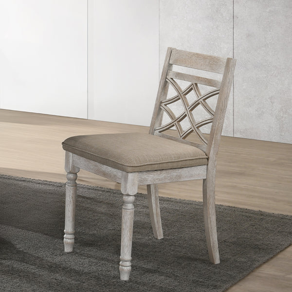 ACME Cillin Fabric & Antique White Side Chair (Set-2) Model DN01806