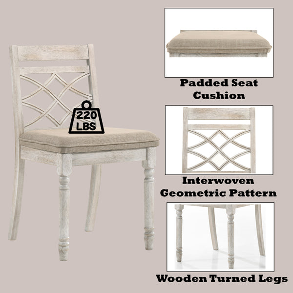 ACME Cillin Fabric & Antique White Side Chair (Set-2) Model DN01806
