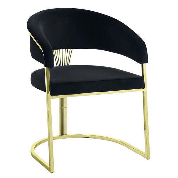 ACME Fallon Black Velvet & Mirrored Gold Side Chair Model DN01954