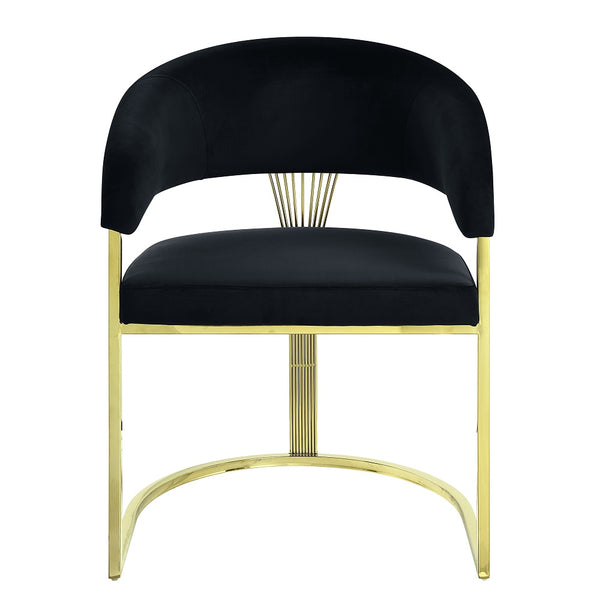 ACME Fallon Black Velvet & Mirrored Gold Side Chair Model DN01954