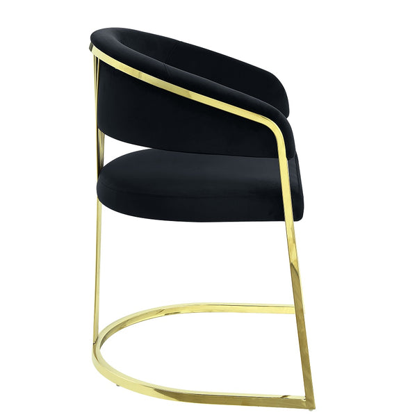 ACME Fallon Black Velvet & Mirrored Gold Side Chair Model DN01954