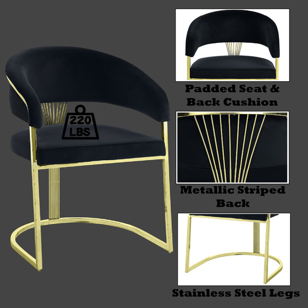 ACME Fallon Black Velvet & Mirrored Gold Side Chair Model DN01954