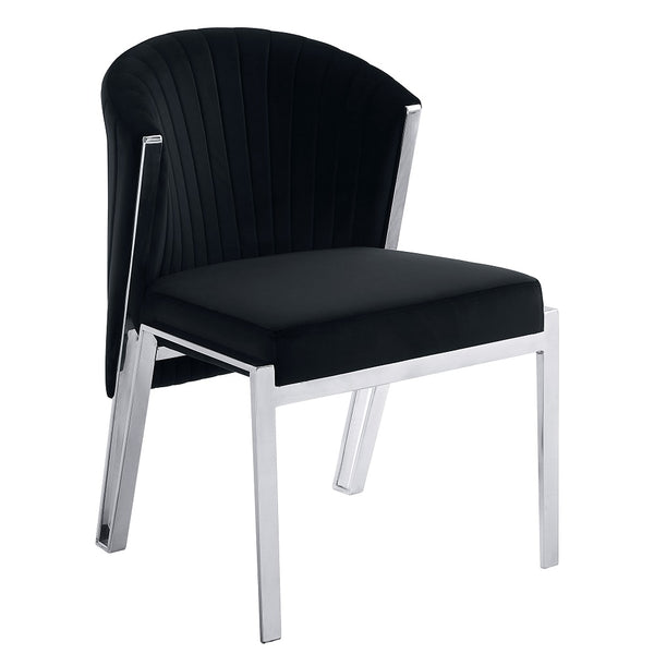 ACME Fallon Black Velvet & Mirrored Silver Side Chair (Set-2) Model DN01955